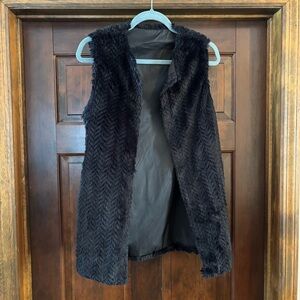 Betsey Johnson Black Faux Fur Vest. Size XS.